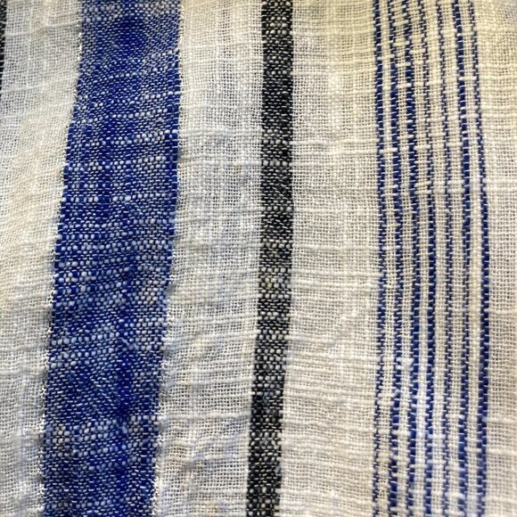 Unique Spectrum SZ L Cotton blue & white stripe gauzy button front top - Picture 5 of 7